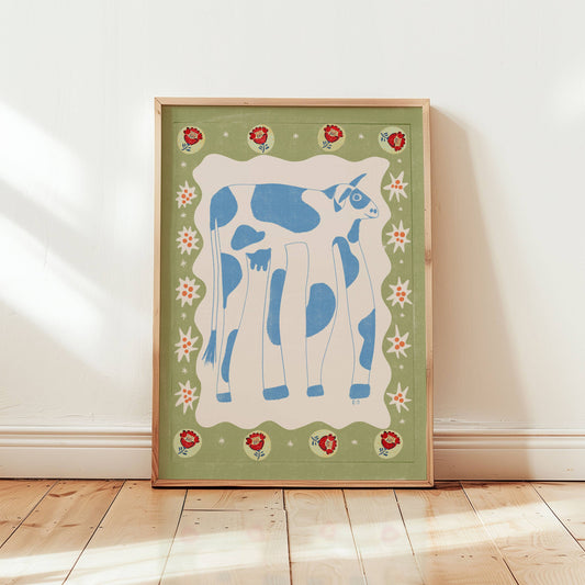 'Floopy Cow' Risograph Style Print