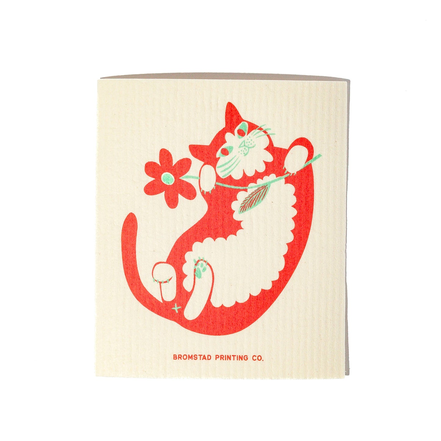 Bromstad Printing Co. - Flower Cat - Swedish Dishcloth